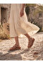 Women's Genuine Leather Sandals Tan Brick Color Comfortable Soft Sole Daily Summer Slippers - 3