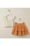 Thick Strap Festo Bluse with Flawed Linen Skirt Girls' Top and Bottom Set - 4