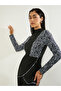 Pack of 2 - Geo Print Side Panels Wrap Around Tunic and Leggings With Side Loop Burkini Set - 2