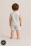 Unisex Sun Printed Piping Detailed 100% Cotton Baby Kids Athlete Shorts Set - 3