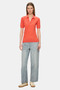 Sasha Pink Polo Collar Knitwear Embroidered 100% Cotton Standard Fit Women's Tshirt - 4