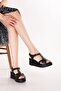 Genuine Leather Anatomical Sole Padded Heel Sandals Slt.200 Black - 7