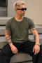Men's Oval Hem Wide Collar 100% Cotton Short Sleeve T-Shirt - 2