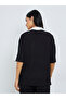 Black Slogan Print Collared Oversized Polo T-Shirt - 4