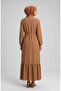 Hakim Collar Belted Viscose Dress 4077-05 Milk Coffee - 3