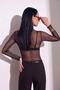 Women's Black Dot Detailed Tulle Transparent Blouse - 4