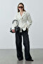 Striped Pencil Blazer Jacket Ecru - 7