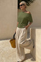 Women's Body-Fitting Basic Khaki Tight Blouse - 3