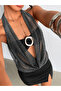 Black Gold Buckle Strapless Glittering Tulle Bustier Set - 2