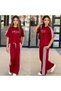 Girl's Oversize Embroidered Stripe Detailed Two-Piece Tracksuit Set - 100% Cotton - Holiday Wear