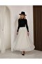 Polka Dot Patterned Lined Tulle Skirt