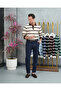 Cotton Lycra Slim Fit Knitted Horizontal Pattern Collar Stripe Detailed Polo Collar Sweater - 2
