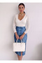 Women's Elastic Waist, Front Slit, Standard Size Sml Compatible, Midi Length Pencil Skirt, Length 70 cm - 3