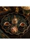 Luxury Glass Surface Presentation Tray 38 cm - Tea and Coffee Serving Tray - Decorative Round Tray with Gold Detail - 2
