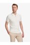 Ecru Slim Fit 100% Cotton Zippered Polo Collar Knitwear T-Shirt 50320821-Vr019 - 4