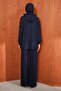 Navy Blue Stone Detailed Tunic and Trousers Set - 5