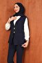 Navy Blue Shirt Vest Trousers 3 Piece Combination Suit - 3