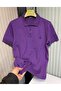 Men's lycra pique short sleeve purple t-shirt - 2