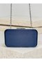 Navy Blue Color Z.A.R.A. Satin Crystal Stone Embroidered Chain Women's Evening Dress Bag Wedding Engagement Graduation - 5