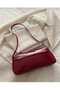 Women's Single Shoulder Strap Bag with Special Lock System, Women's Baguette Hand Shoulder Bag, Burgundy - 7