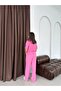 Women's High-Waisted Front-Cut Trousers - Single Pocket Shirt Linen Set - 4