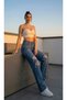 Soft Women's 3 Ripped Light Blue Super High Waist Lycra Wide Leg Mom Fit Jean Trousers - 3