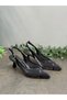 Black Stone Mesh Heeled Shoes - 7