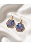 Purple Galaxy Geometric Gold Polymer Clay & Epoxy Handmade Design Earrings
