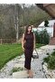Stylish Polyviscose Dress with Gathered Sides and Slit at the Back - 4