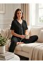 New Season Soft Textured Front Buttoned Maternity Pajama Set with Dressing Gown - 5