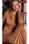 Milky Brown Lycra Long Valeria Dress - 3