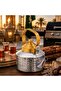 غلاية شاي ستانلس ستيل للتخييم 1.5 لتر – تصميم دلة عربية بتشطيب مطرقي ومقبض ذهبي - 5