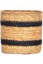 Wicker Basket, Black Striped, Natural, Nylon Interior - 14.5X15 cm - 3