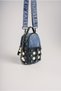Stone Detailed Denim Mini Women's Shoulder Bag Black Blue Stylish Daily Bag 13X20X6 cm - 3