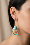 Ethnic Style Oval Turquoise Long Hanging Earrings 8 Cm.