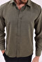 Modern Regular Fit Long Sleeve Breathable Linen Textured Easy-Iron Comfortable Khaki Men's Shirt - 8