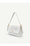 Wrinkled Textured White Shk302 Faux Leather, Single Compartment with Snap Fasteners, Hand, Arm and Shoulder Bag - 2