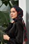سلسلة بوتانيكال - شال قطني فيسكوز أسود وأحمر 3023-14 - 3