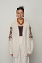 Women's Back and Sleeve Brown Embroidered Bohemian Oversize Kimono - 3