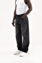 Men's Oversize Baggy Washed Jean Trousers Black - 2