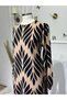 Women's New Season Viscose Linen Pleated Patterned Dress - 3