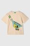 Baby Boy 1-6 Years Waist Bag Patterned Short Sleeve T-Shirt Cream