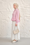 Women's Gold Button Detail Ruffled Short Shirt Pink - 3