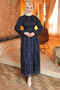 Navy Blue Layered Chiffon Dress - 2
