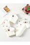 Women's 5 Pairs Ultra Fresh Cherry Strawberry Ribbon Patterned Booties White Red Socks - 4