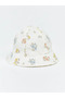 Ecru Flower Printed Baby Girl Bucket Hat - 2