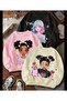 Winter Curly Hair Girl Printed Sweatshirt White -Black -Beige