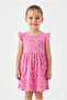Girl's Pink Floral Patterned Ruffle Summer Dress Beach - 2