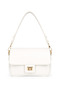 Women's White Clamshell Lock Detailed Shoulder and Crossbody Bag Velux