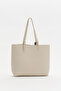 Double handle charm detailed shopper bag beige - 4